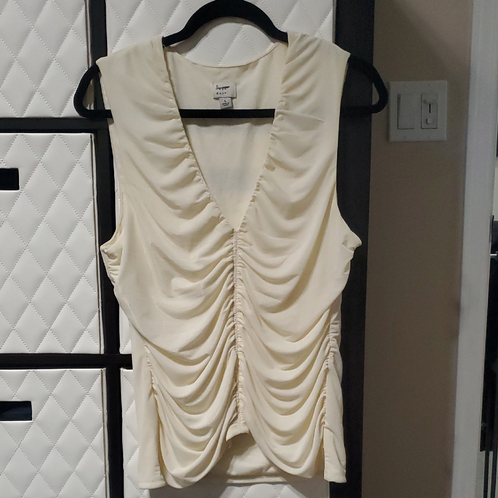 a new day Cream Ruched V-Neck Tank